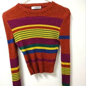 Zara Knit multi color striped sweater size Small